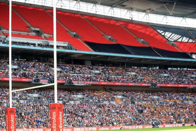 Empty seats during the Ladbrokes Challenge Cup Final at Wembley Stadium, London. PRESS ASSOCIATION Photo. Picture date: Saturday August 25, 2018. See PA story RUGBYL Final. Photo credit should read: Adam Davy/PA Wire. RESTRICTIONS: Editorial use only. No commercial use. No false commercial association. No video emulation. No manipulation of images.