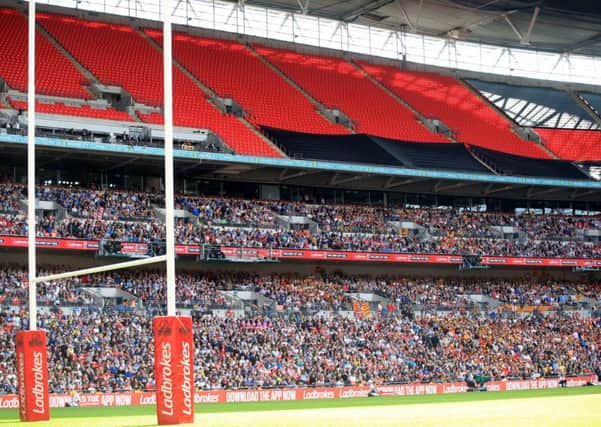 Empty seats during the Ladbrokes Challenge Cup Final at Wembley Stadium, London. PRESS ASSOCIATION Photo. Picture date: Saturday August 25, 2018. See PA story RUGBYL Final. Photo credit should read: Adam Davy/PA Wire. RESTRICTIONS: Editorial use only. No commercial use. No false commercial association. No video emulation. No manipulation of images.