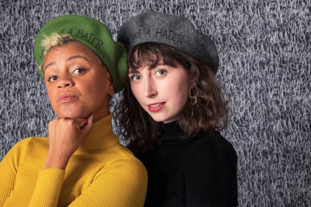 Gemma Cairney and Mary Benson wear the berets they have created together, with some of the profits going to the Young Minds charity.