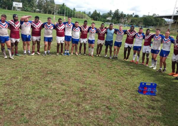 BARLA Lions and West Fiji players after yesterday's match.
