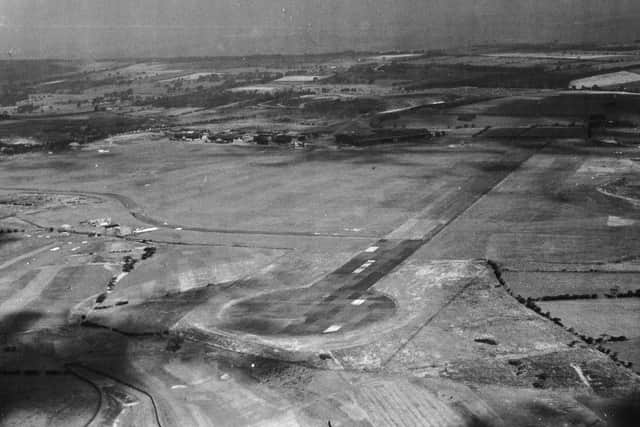 Yeadon Aerodrome, now Leeds Bradford Airport, seen in 1946. The Avro Works are in the middle distance. (YPN).