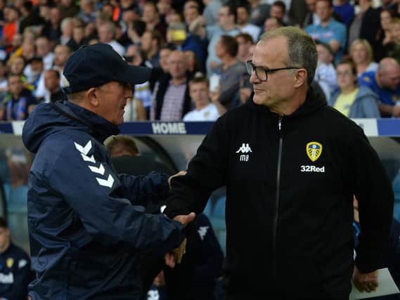 Leeds United manager Marcelo Bielsa (right) pictured next to Middlesbrough boss Tony Pulis (left)