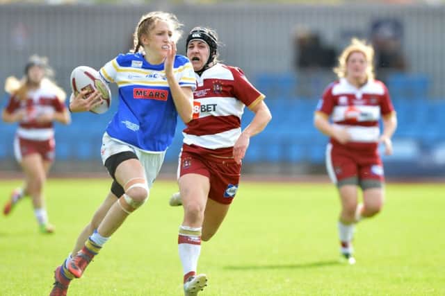 Leeds Rhinos' Caitlin Beevers in action during the women's Super League Grand Final.