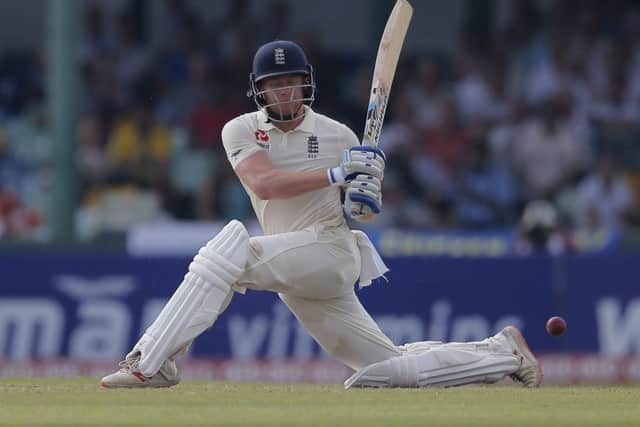 England's Jonny Bairstow sweeps to the square leg boundary on his way to scoring a century against Sri Lanka on day one of the third Test in ColomboAP/Eranga Jayawardena,