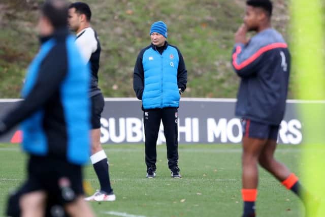 England's head coach Eddie Jones during the training session at Pennyhill Park. Picture: Andrew Matthews/PA