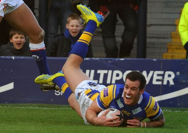 Joe Vickery touching down against Wakefield Trinity in the 2012 festive challenge. PIC: Steve Riding