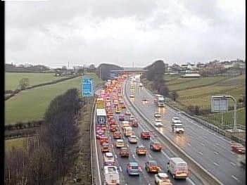 Highways England cameras show the congestion building up on the M1 northbound between Lofthouse and Carrgate. Picture: Crown 2018