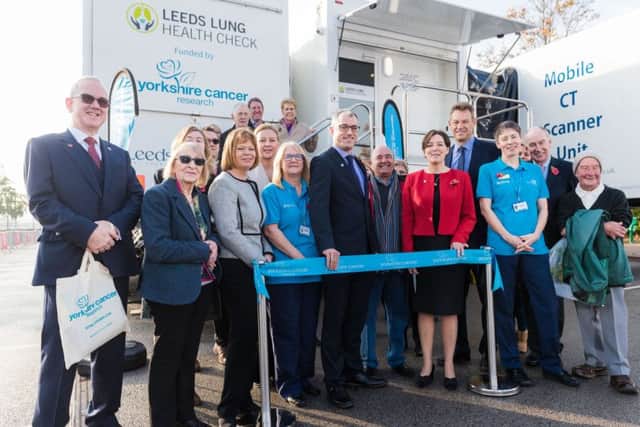 LAUNCH: Yorkshire Cancer Research launched the Leeds Lung Health Check in November. Its boss, Dr Kathryn Scott, is in the red jacket. Picture: Jonathan Pow.