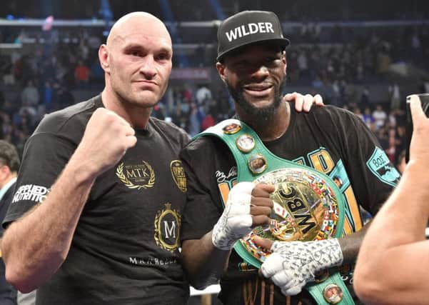 Best of enemies: Deontay Wilder and Tyson Fury after the fight.