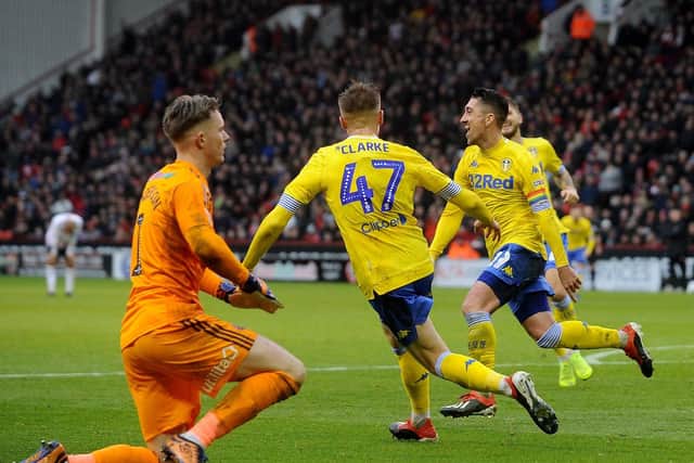 Leeds United's Pablo Hernandez celebrates at Bramall Lane against Sheffield United.