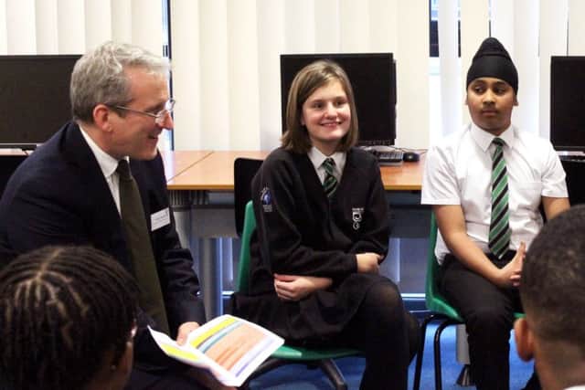 Education Secretary Damian Hinds met with students at the school