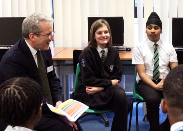 Education Secretary Damian Hinds met with students at the school