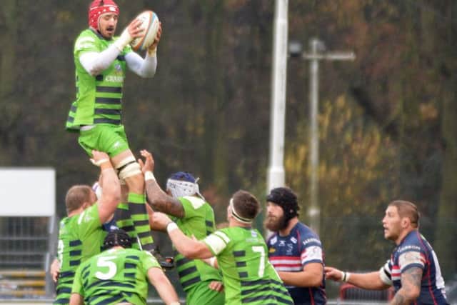 Dan Temm takes control at the lineout for Yorkshire Carnegie against Doncaster. PIC: Marie Caley