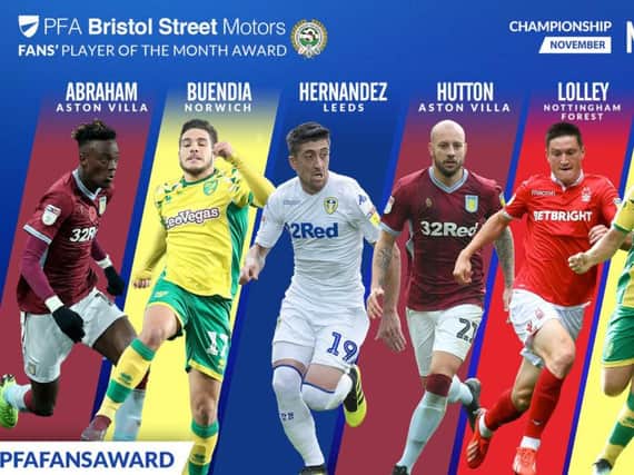 Leeds United's Pablo Hernandez has been nominated for the November PFA Player of the Month Award.