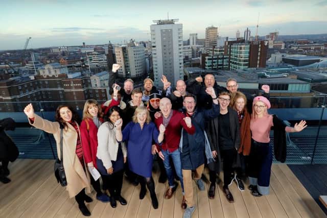 the bid team celebrate Channel 4 coming to Leeds...31st October 2018 ..Picture by Simon Hulme