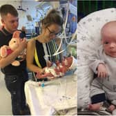 Emma Pentith, 20, from Masham, North Yorkshire, and partner Liam Breckon, 21, from Bedale, held a bedside vigil for son Jenson Breckon