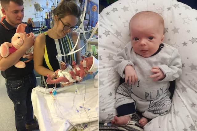 Emma Pentith, 20, from Masham, North Yorkshire, and partner Liam Breckon, 21, from Bedale, held a bedside vigil for son Jenson Breckon