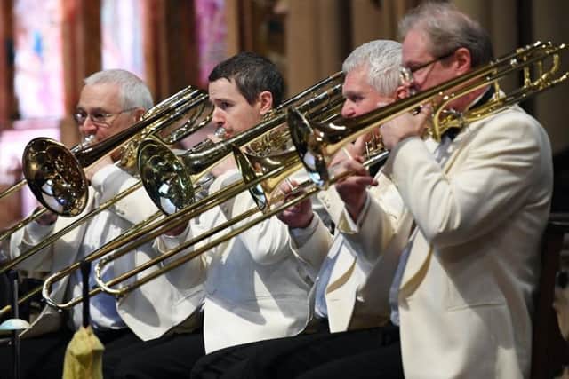 The Yorkshire Evening Post brass band at the Christmas carol service.