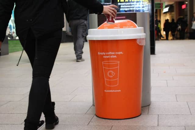 PIONEER: Trinity Leeds is trying a new way of cutting waste from coffee cups.
