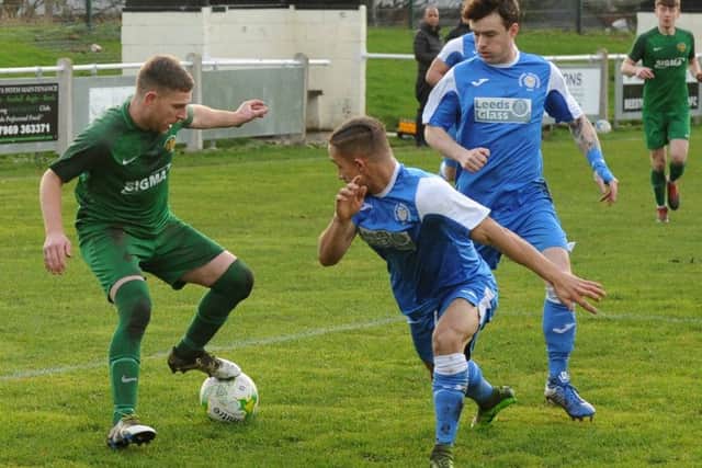 Penalty scorer Stephen Crawford,  of Beeston, shows his skill on the ball. PIC: Steve Riding