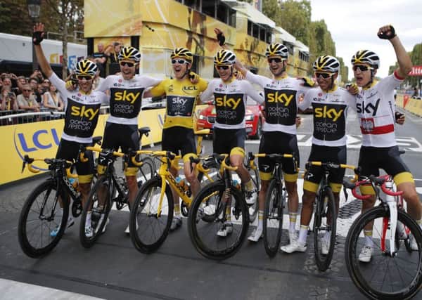 End of the road: Team Sky cyclists.