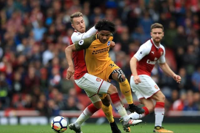 Izzy Brown, in action for Brighton & Hove Albion against Arsenal in October 2017. PIC: John Walton/PA Wire