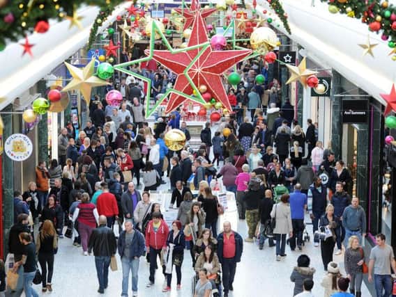 Christmas shoppers at White Rose Shopping Centre, Leeds.