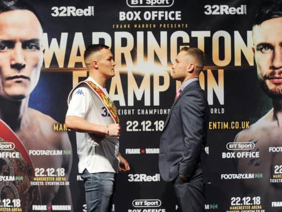 Josh Warrington and Carl Frampton face off at a press conference confirming their IBF title fight.