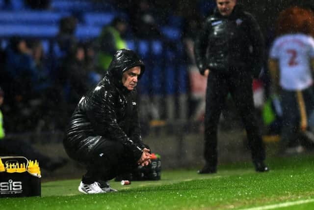 Leeds United head coach Marcelo Bielsa watches on at Bolton.