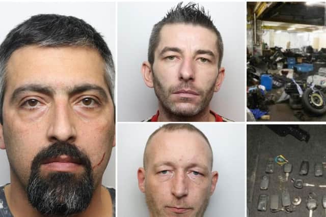 Siyavash Omidifar, left; Pawel Wach, top centre, and Marc Holton, bottom centre, have been jailed over their involvement with an organised crime gang that is believed to have handled and disposed of stolen cars.
