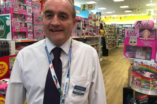 James Martin, 59, store manager of The Entertainer toy shop in Trinity Centre