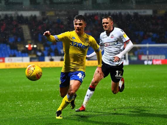 Leeds United's Jamie Shackleton in action against Bolton Wanderers.