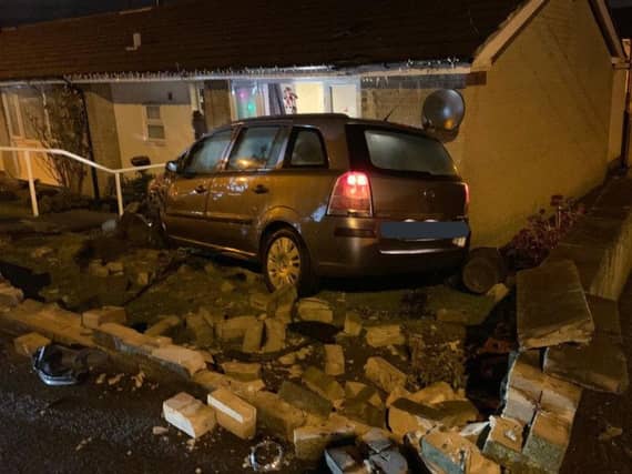 A car smashed into a bungalow in Clifton last night.