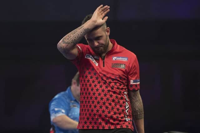 Joe Cullen shows his frustration during his defeat. Picture courtesy of PDC.