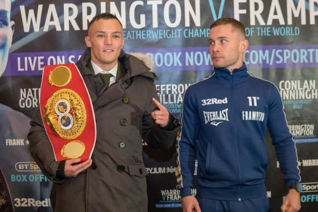 Josh Warrington and Carl Frampton at Wednesday's pre-fight press conference. Picture: Pitch Marketing Group.