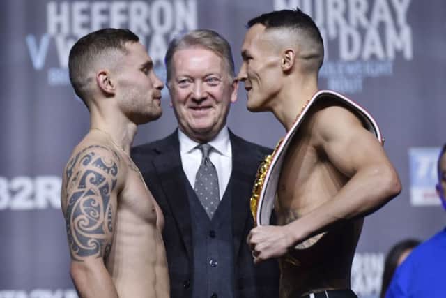 Josh Warrington and Carl Frampton 
weigh in. Picture: Steve Riding.