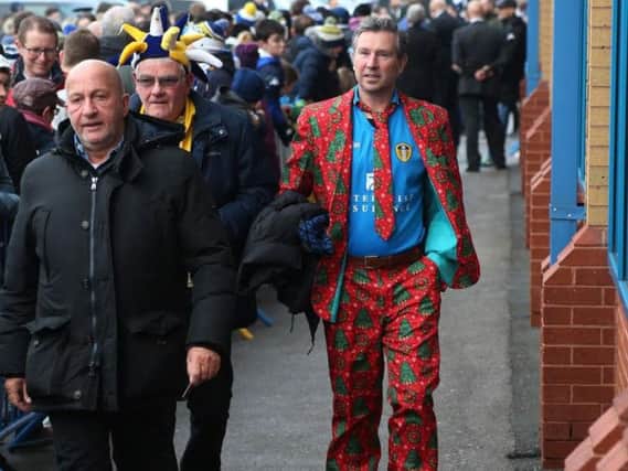 Festive fan makes his way into Elland Road. PIC: Andrew Varley