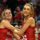 Golden girls: England Roses' Natalie Haythornthwaite, left, and Helen Housby.