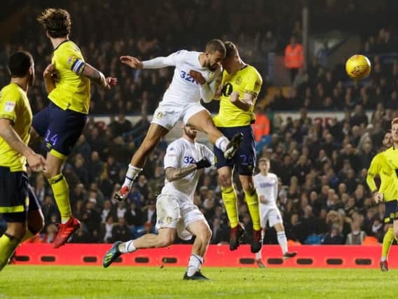 INCREDIBLE: Kemar Roofe heads home a 94th-minute winner as Leeds United record a 3-2 victory on Boxing Day against Blackburn Rovers who led 2-1 in the 90th minute.