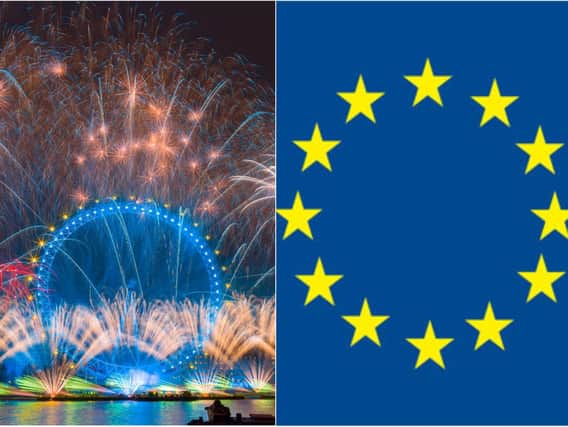 Was a giant EU flag hidden in the London New Year's Eve fireworks? Photo: SWNS