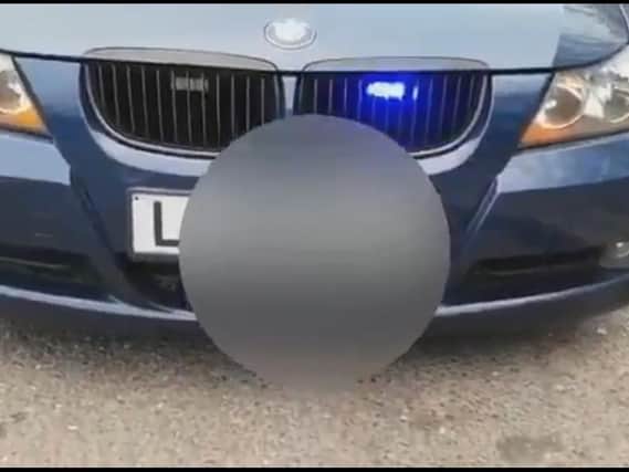 The flashing blue lights fitted to the BMW. Photo: DerybshireRPU/Twitter