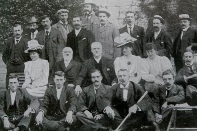 Cricketing royalty: Yorkshire players with Lord Hawke at Wighill Park, Hawkes family home, published in The Tatler in 1901. Hawke, standing, is fourth from the right and Carter, seated, is directly in front of him.