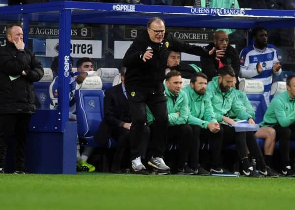 6th January 2019   ...... Queens Park Rangers v Leeds United FA Cup third round.
Leeds boss Marcelo Bielsa becomes frustrated on the touchline as his team slips to defeat.  Picture Tony Johnson