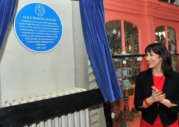 Leeds West MP Rachel Reeves unveils the new tribute to Baroness Alice Bacon in Leeds today.
