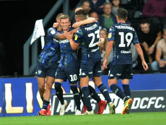 RAM-TASTIC: Gjanni Alioski celebrates his goal in the 4-1 win at Derby County.