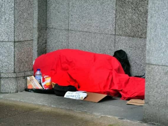 A rough sleeper in Leeds city centre