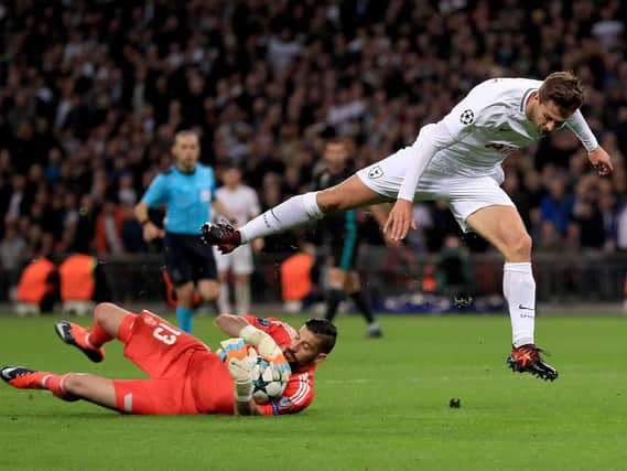 Goalkeeper Kiko Casilla, playing for Real Madrid in a Champions League game against Tottenham Hotspur in 2017. The goalkeeper is set to sign for Leeds United.