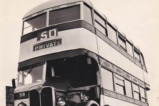 Brian Crowther, founder of Black Prince Buses, with his pride and joy, purchased in 1968 for 30. The bus is a 1939 AEC Regent Mk 1, it was new to Douglas, Isle Of Man and still survives today preserved on the island.