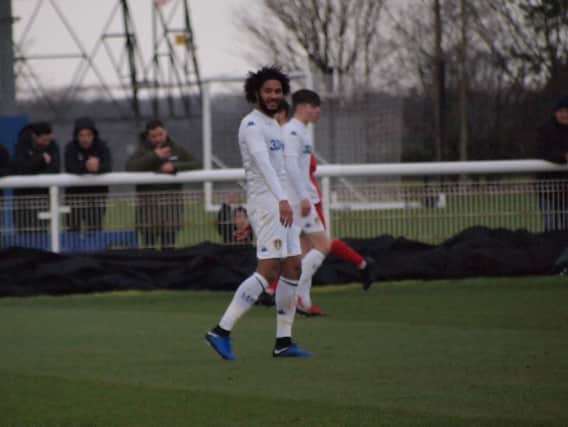 Leeds United loanee Izzy Brown in action at Thorp Arch against Crewe.