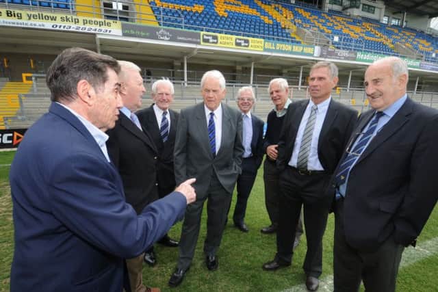 Wilf Rosenberg, left. with former teammates at Headingley in May, 2011. Picture Tony Johnson.